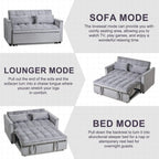 Modernes ausziehbares Schlafsofa, 3-in-1-Schlafsofa mit verstellbarer Rückenlehne, Samt-Loveseat, Kissen und Seitentaschen
