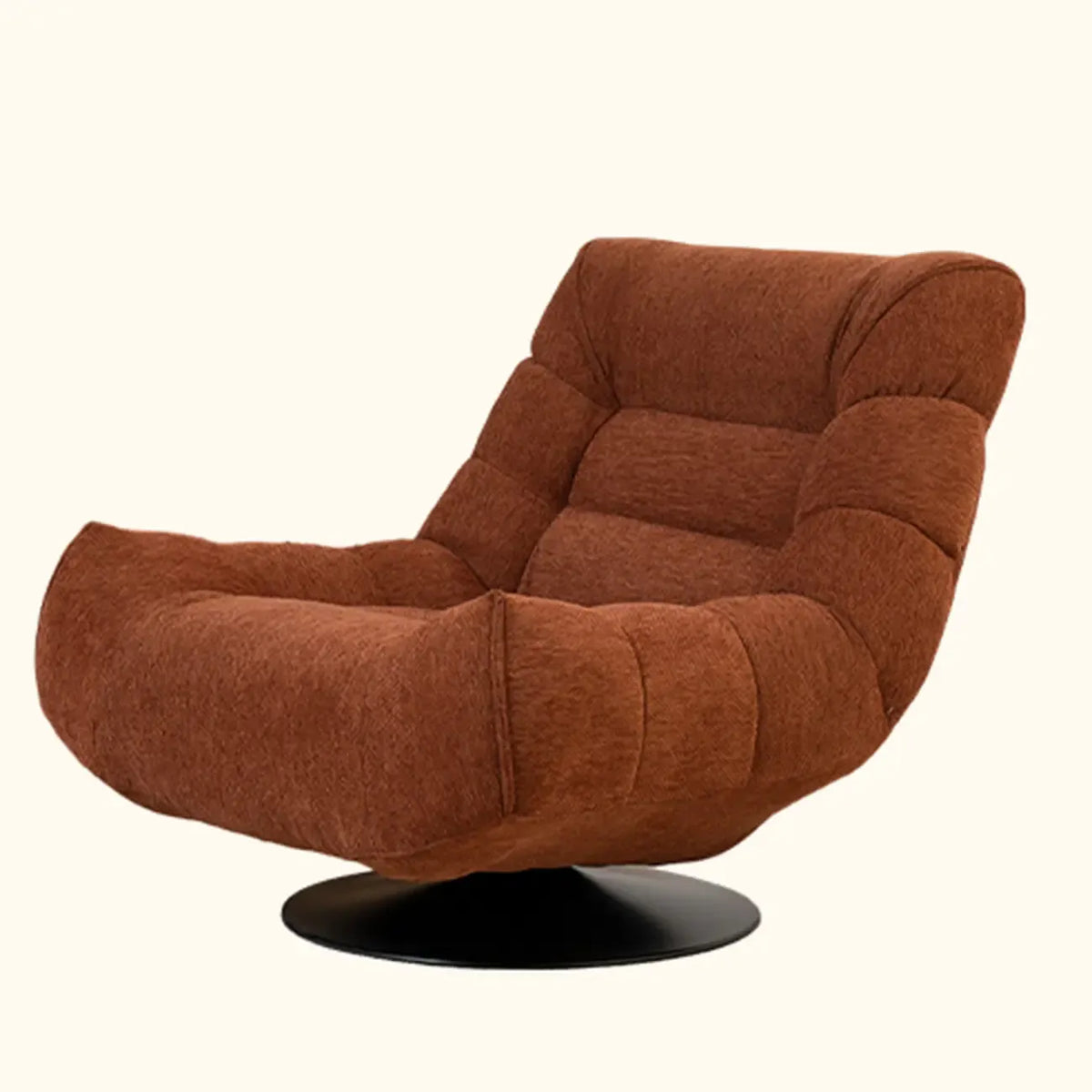 Gele draaibare fauteuil van chenillestof met accent
