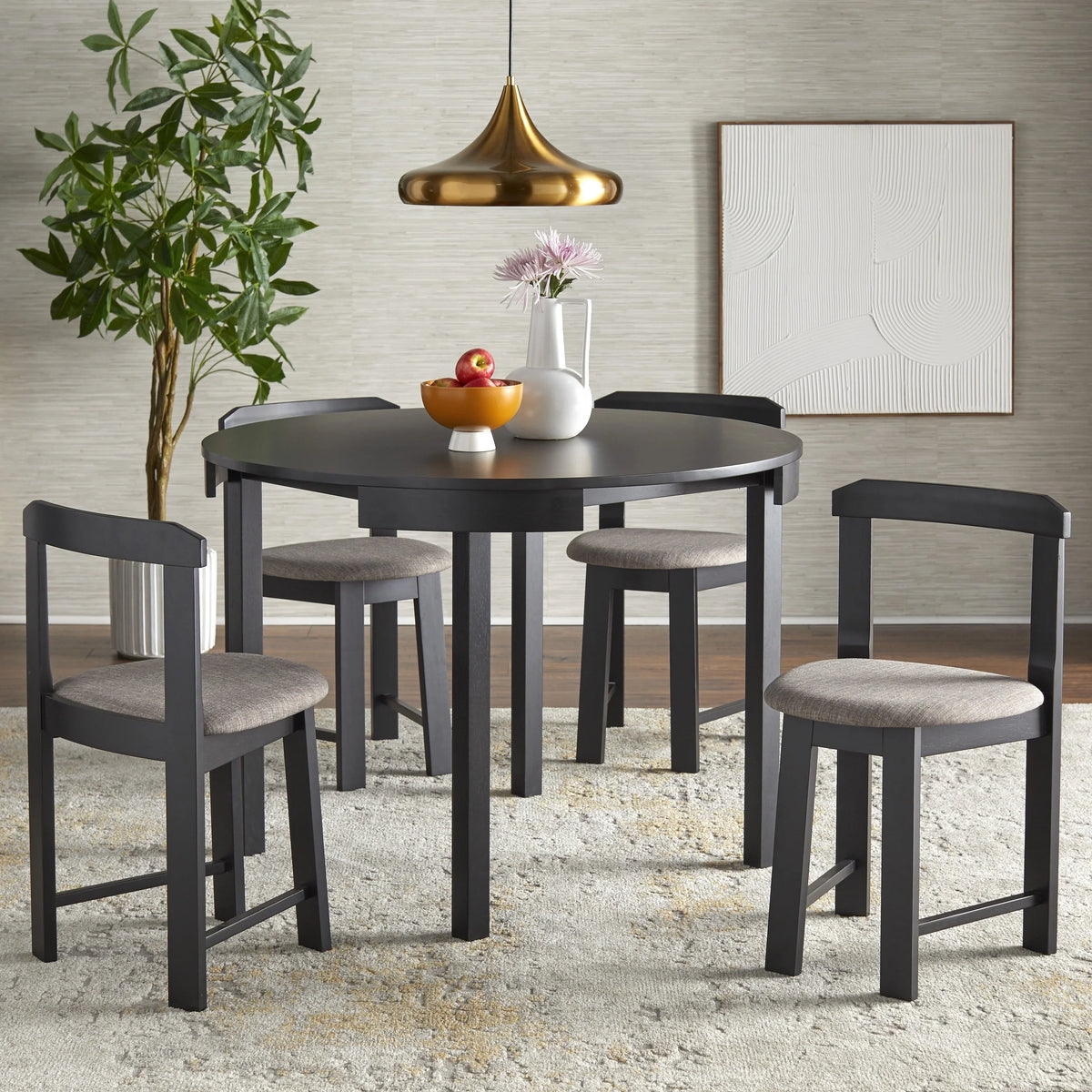 Ensemble de salle à manger rond compact Harrisburg Tobey de 5 pièces