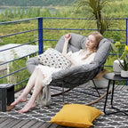 Fauteuil à bascule géant pour terrasse, fauteuil œuf freestyle d’intérieur et d’extérieur avec coussin, fauteuil lounge moderne rembourré pour le jardin et la cour