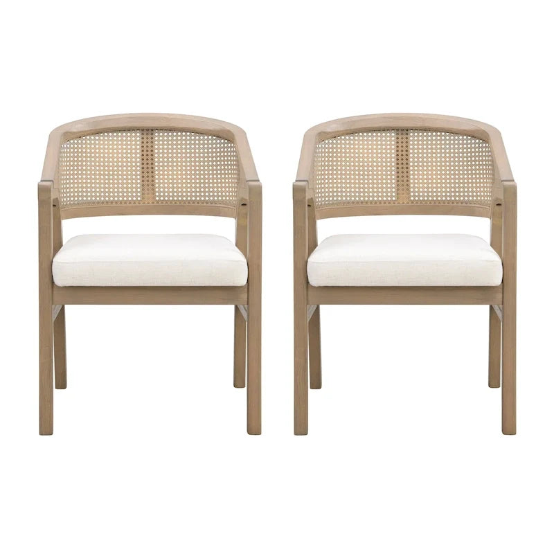Christopher Knight Home – Chaise de salle à manger rembourrée en cannage (lot de 2)