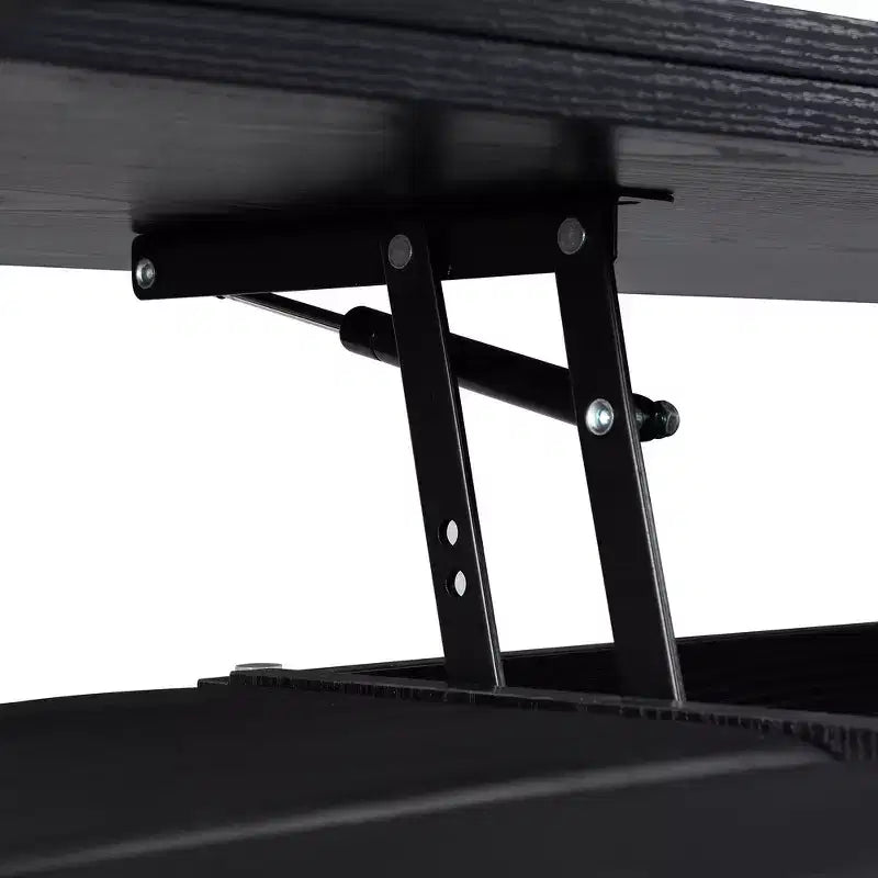 Table basse moderne multifonctionnelle relevable avec rangement dissimulé, 4 tabourets et roulettes, idéale pour les espaces de vie modernes
