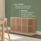 Plank+Beam Contour Solid Wood Sideboard with 3 Doors, 59 TV Stand for Living Room