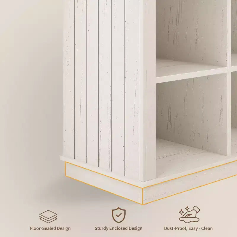 8 Cube Storage Organizer Bookshelf, Farmhouse Horizontal Bookcase, 62 Inch Wood Storage Bookcase for Entryway, Long Low Bookshelves for Living Room
