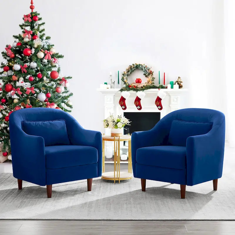 28,34 Zoll, 2er-Set Akzent-Sessel, Samt-Sessel im Fassondesign mit Beinen aus Massivholz