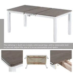 Farmhouse Extendable Dining Table Set for 6, Rectangular Table and 6 Upholstered Chairs