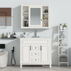 Meuble-lavabo moderne de salle de bains de 36 po avec vasque sur plan, armoire à miroir, 2 portes et 2 tiroirs