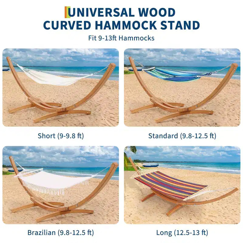 Support de hamac en bois robuste et résistant aux intempéries, universel, incurvé, capacité de 475 lb, pour terrasse, cour et intérieur