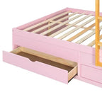 Modern stapelbed voor twee tweepersoonsmatrassen met ingebouwde kledingkast en 7 opbergladen