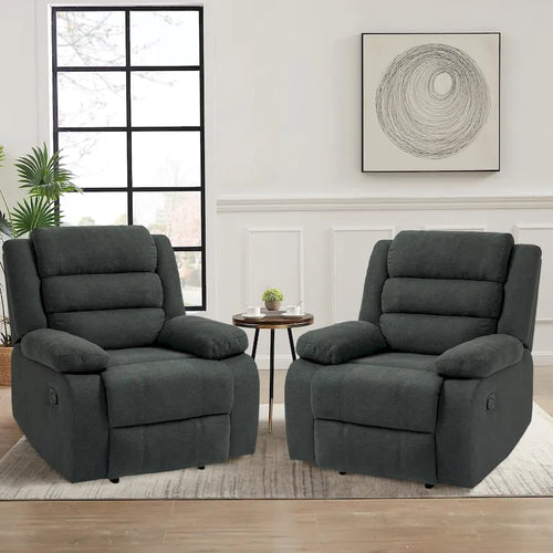 Ensemble de 2 fauteuils inclinables classiques et traditionnels à commande manuelle