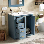 30 Einzelwaschbecken-Badezimmerwaschtisch mit Unterschrank und 3 Schubladen - Schwarz / Blau / Grün / Indigo / Weiß