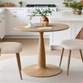 Table à manger ronde moderne sur piédestal avec finition effet grain de bois, petite table de cuisine et table basse pour appartement, salle à manger et espace de vie – Panipeachy
