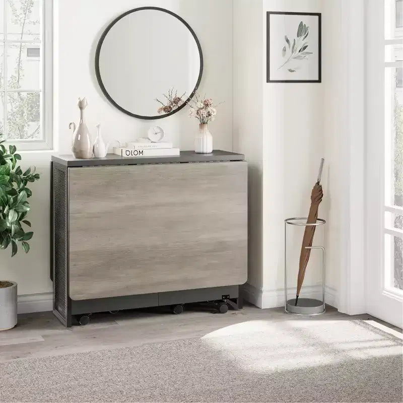 Table à manger pliante pour la cuisine, table à manger peu encombrante, table de cuisine extensible à abattants avec 6 roulettes pour petits espaces