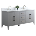 Vanity Art 72 badkamermeubel met dubbele wastafel en blad van composietmarmer