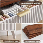 9 Drawers Fluted Dresser, Modern Chest, Wooden Dresser TV Stand, Curved Profile Design, for Living Room, Hallway