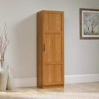 Pantry Storage Cabinet - Highland Oak, Traditional Style, 3 Adjustable Shelves