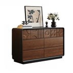 Von Art déco inspirierte Holzkommode mit geometrischen Schnitzereien