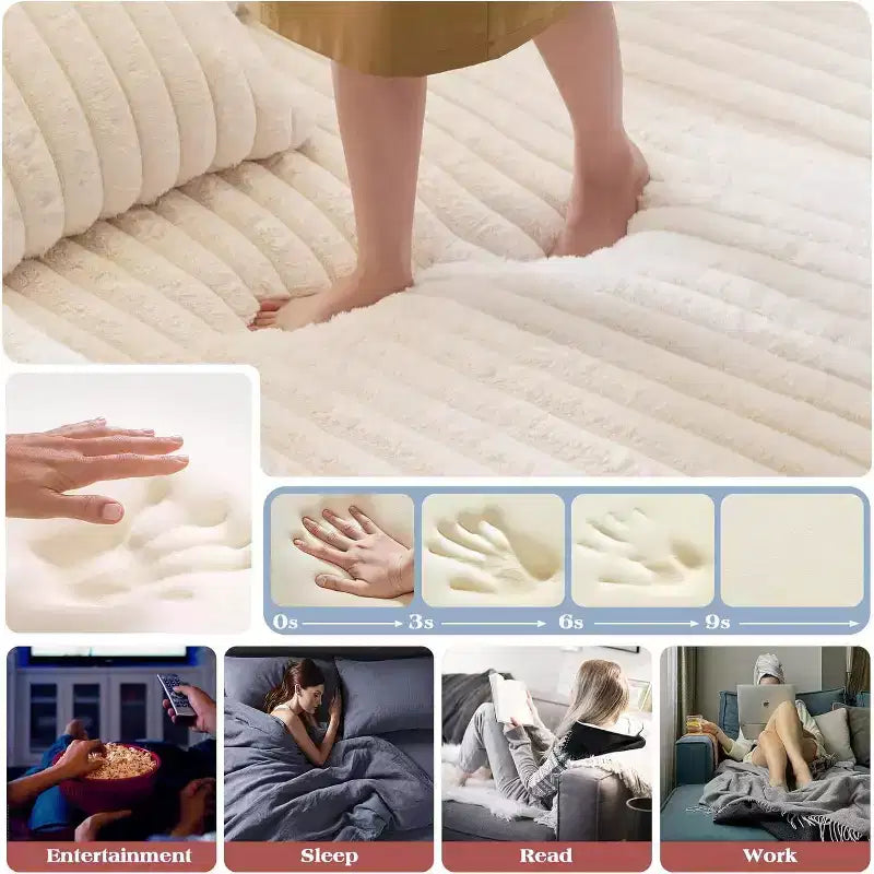 AMERLIFE 93-Zoll-Doppel-Chaiselongue-Sofa für zwei Personen, tiefes Cloud-Sofa mit Lendenkissen und breiten Armlehnen, einfache Montage, Kunstfell