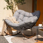 Fauteuil à bascule géant pour terrasse, fauteuil œuf freestyle d’intérieur et d’extérieur avec coussin, fauteuil lounge moderne rembourré pour le jardin et la cour