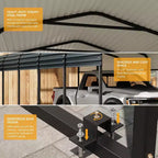 LinTimes Metall-Carport 12 x 24 Fuß mit verzinktem Stahldach, pulverbeschichtetem Rahmen und wasserabweisendem Unterstand für Fahrzeuge, Schutz im Außenbereich
