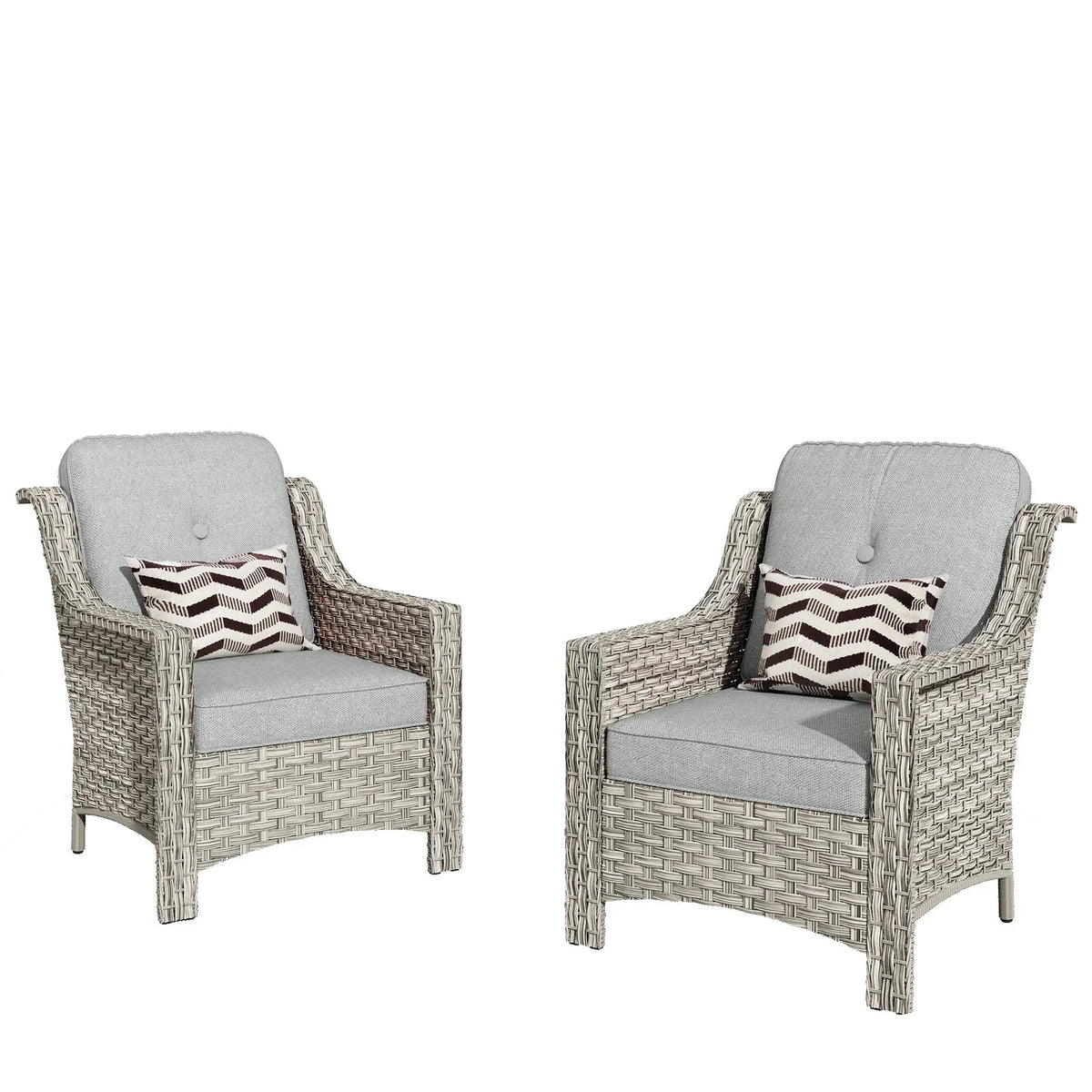 Ensemble de 2 fauteuils de jardin d’extérieur HOOOWOOO en rotin tressé à dossier haut