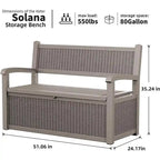 Banc de rangement en résine tout temps avec compartiment dissimulé verrouillable – design imitation rotin, capacité de 500 lb, rangement de 70 gallons