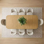 9-Piece Dining Set for 8, Extendable Trestle Base Table with Upholstered Chairs Featuring Solid Wood Legs-Panipeachy