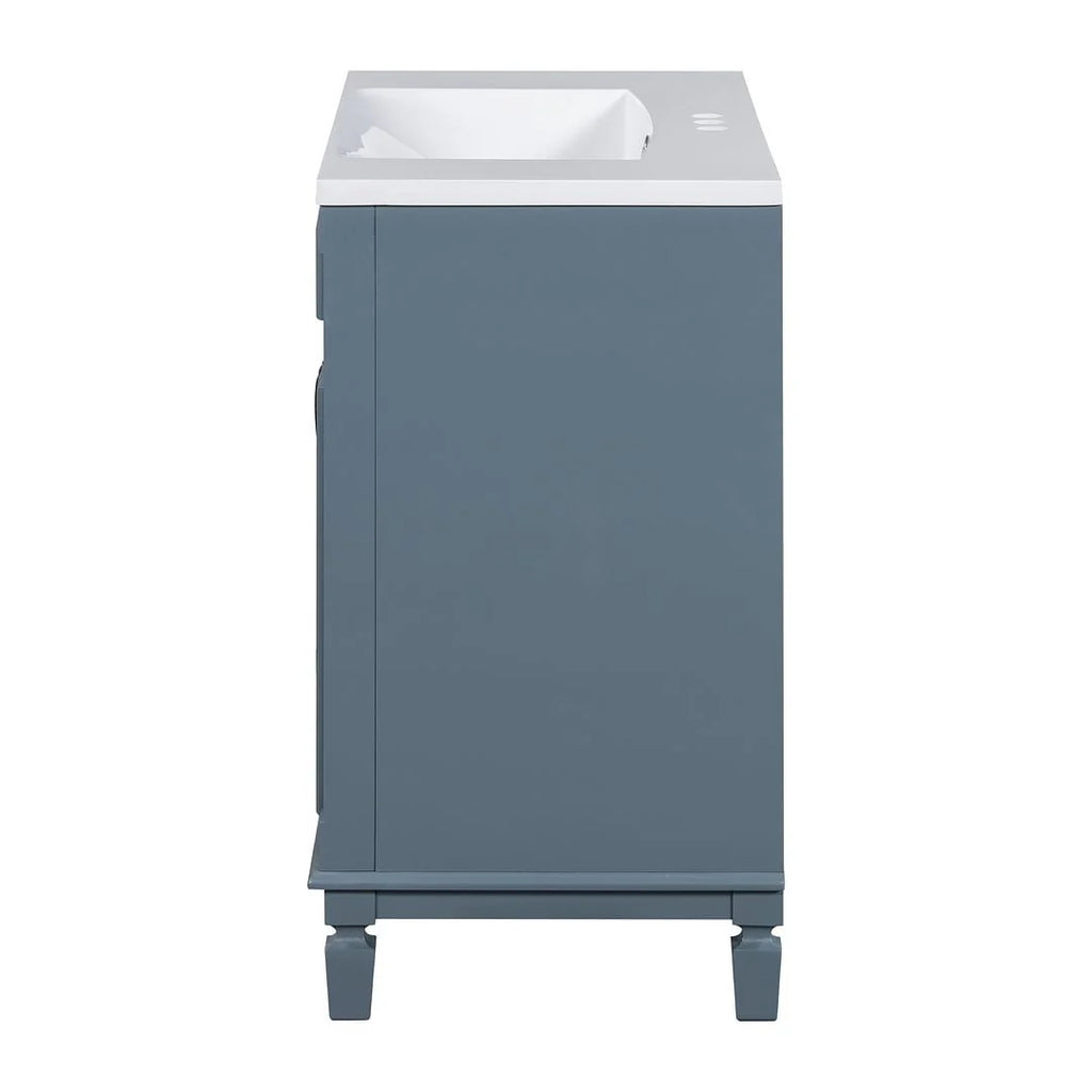 Meuble-lavabo moderne de salle de bains de 36 po avec vasque sur plan, armoire à miroir, 2 portes et 2 tiroirs