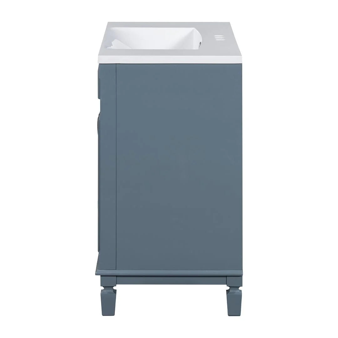 Meuble-lavabo moderne de salle de bains de 36 po avec vasque sur plan, armoire à miroir, 2 portes et 2 tiroirs