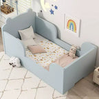 Okak vloerbed in de vorm van een beer voor kinderen van 3-6 jaar, peuterbedframe met veiligheidshekje, schattig kinderbed in de vorm van een dier
