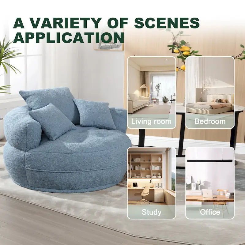 Round Lazy Sofa Chair ?C White/Blue/Grey/Yellow/Orange/Rose Red/Navy/Green, Single & Couple Seat