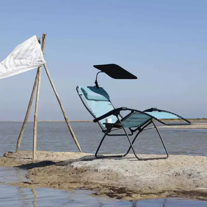 UV-Resistant Adjustable Outdoor Zero-Gravity Chair with Sun Shade Attachment, Black