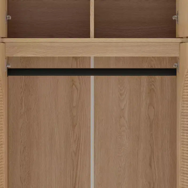 Armoire-penderie haute de 70,87 pouces à 8 portes, grande capacité, avec tringle, étagères réglables et portes décoratives en rotin