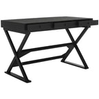 Weathered Black Writing Desk with Drawer, Fir Wood & MDF, Home Office Study Desk