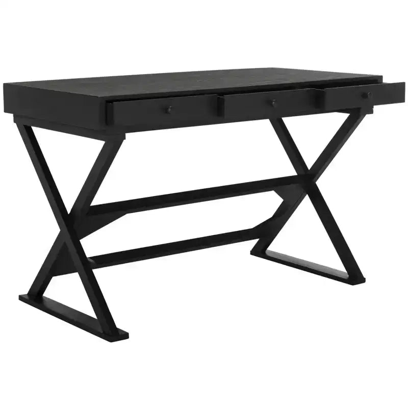 Weathered Black Writing Desk with Drawer, Fir Wood & MDF, Home Office Study Desk