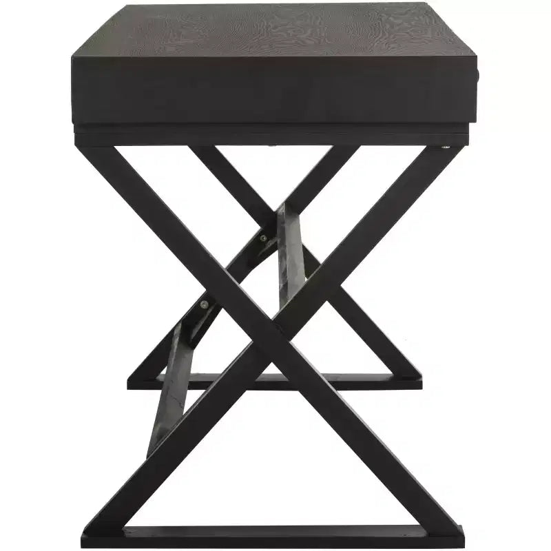 Weathered Black Writing Desk with Drawer, Fir Wood & MDF, Home Office Study Desk