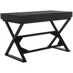 Weathered Black Writing Desk with Drawer, Fir Wood & MDF, Home Office Study Desk