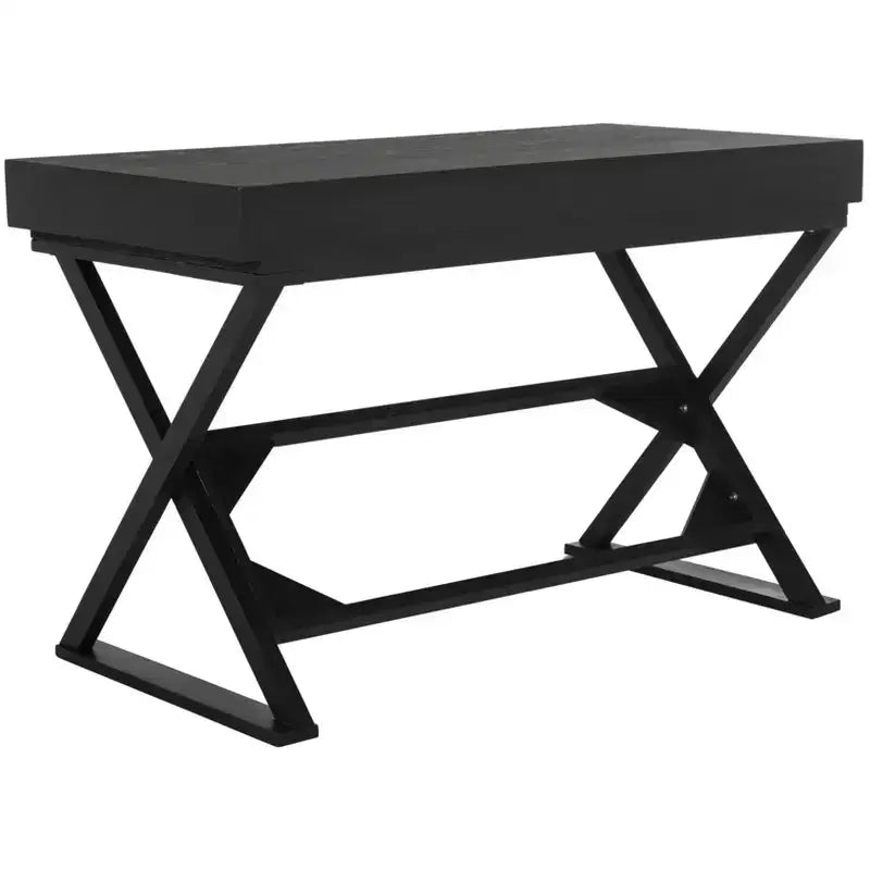 Weathered Black Writing Desk with Drawer, Fir Wood & MDF, Home Office Study Desk