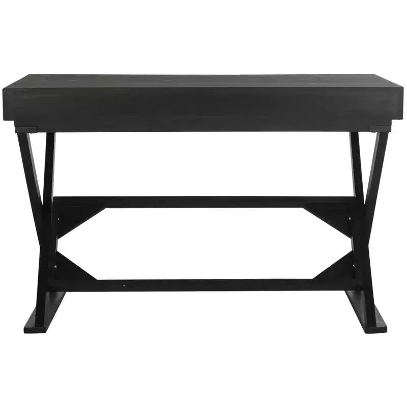 Weathered Black Writing Desk with Drawer, Fir Wood & MDF, Home Office Study Desk