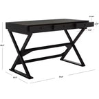 Weathered Black Writing Desk with Drawer, Fir Wood & MDF, Home Office Study Desk