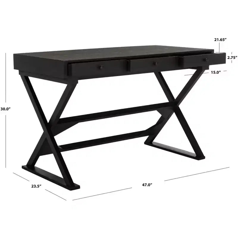 Weathered Black Writing Desk with Drawer, Fir Wood & MDF, Home Office Study Desk