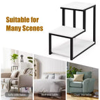 3-Tier Industrial End Table with Shelves, Sofa Side Table & Nightstand, White