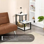 3-Tier Industrial End Table with Shelves, Sofa Side Table & Nightstand, White
