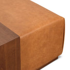 Pouf Poly & Bark Jarmo avec table en noyer réglable – véritable cuir italien pleine fleur