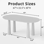 Dovelina ovale houten eettafel van 67 met 4 poten, moderne keukentafel voor 6 personen
