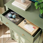Commode haute de 42,5 po à 5 tiroirs pour chambre, armoire de rangement en bois avec tiroirs profonds de 11,9 po et boutons en métal doré, idéale pour l’entrée ou le couloir