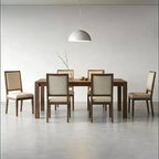 Ensemble de salle à manger moderne - table de 80 et 6 chaises rembourrées, structure en bois massif, capacité de la table de 400 lb, montage facile