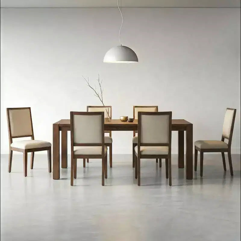 Ensemble de salle à manger moderne - table de 80 et 6 chaises rembourrées, structure en bois massif, capacité de la table de 400 lb, montage facile