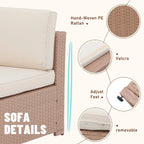 7-teiliges Outdoor-Sitzgruppen-Set aus Korbgeflecht und Stahl mit Polsterung