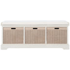 SAFAVIEH Fiorello 3-Drawer with Cushion Storage Bench - 47.3 W x 15 L x 19 H - 47Wx15Dx19H
